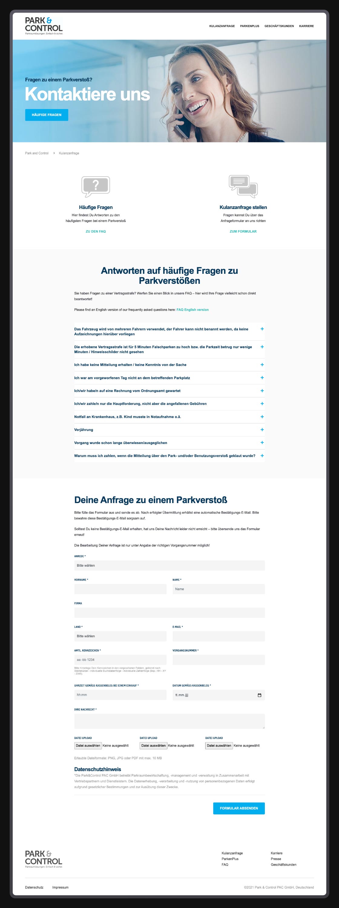  Referenz - Park & Control - Website Relaunch